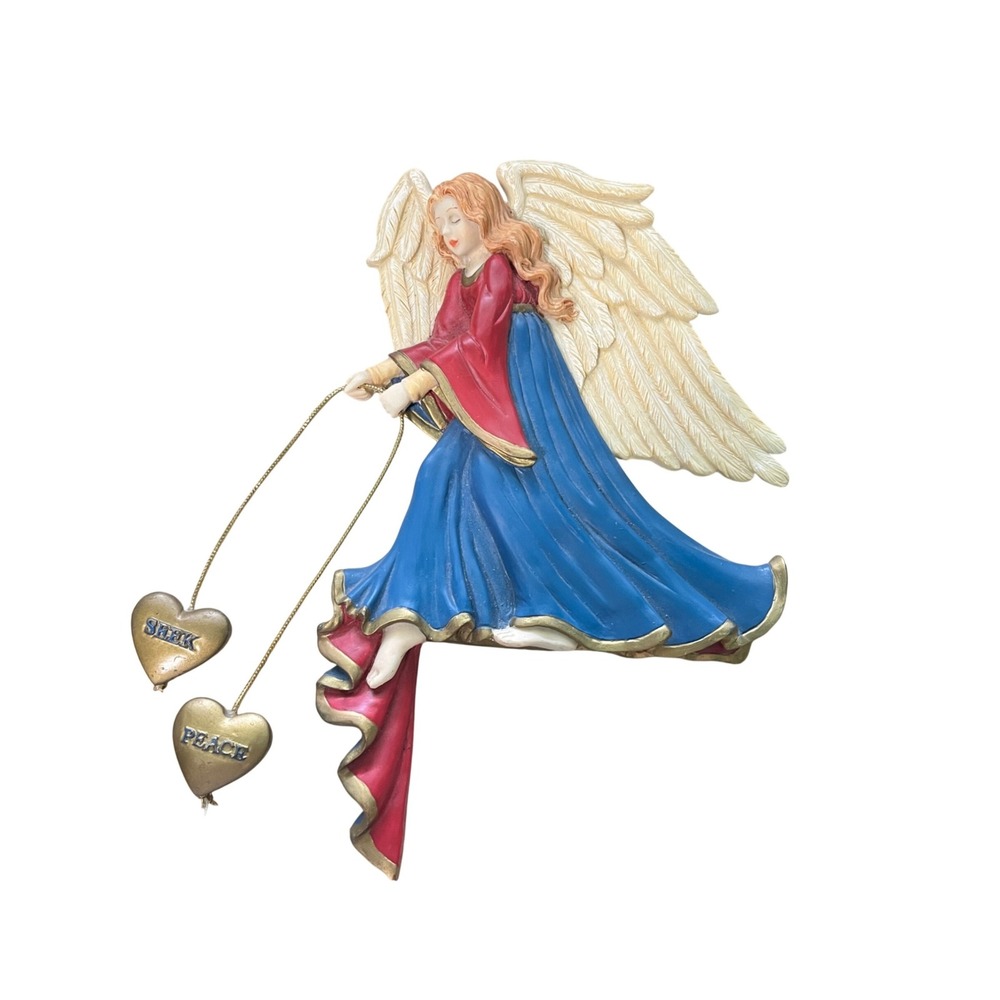 Unbranded Angel Wall Plaque Blue Red Seek Peace Vintage Hanging Art